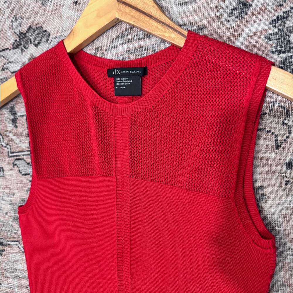 Armani Exchange Bright Red Knit Sleeveless Dress